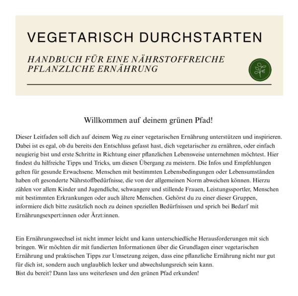 Handbook Vegetarisch Durchstarten - erste Seite